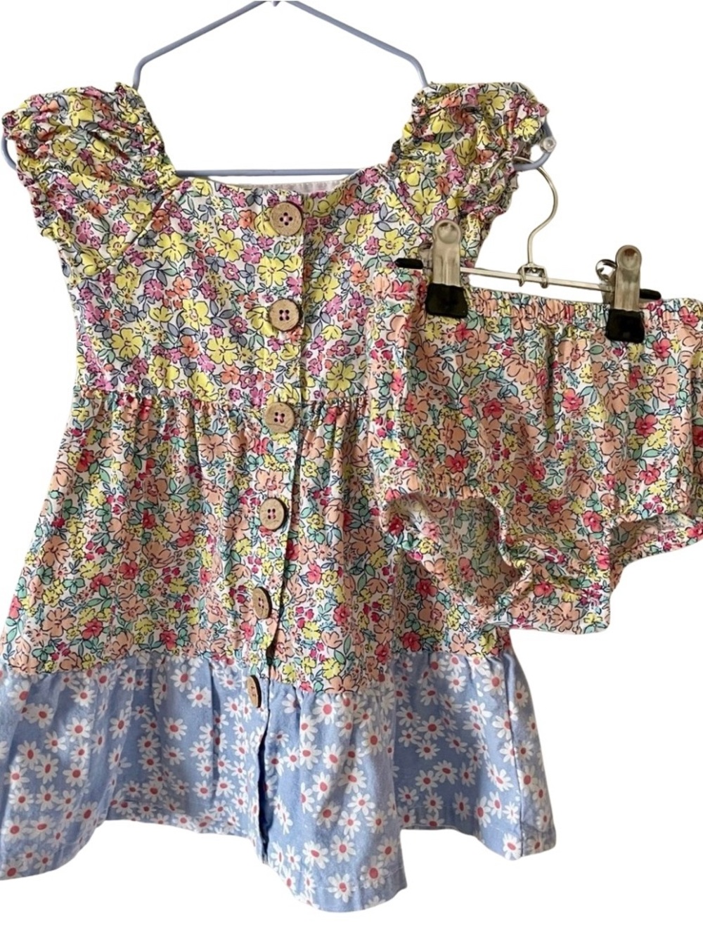 Al & Ray 12M Floral Button-Front Dress with Matching Bloomers